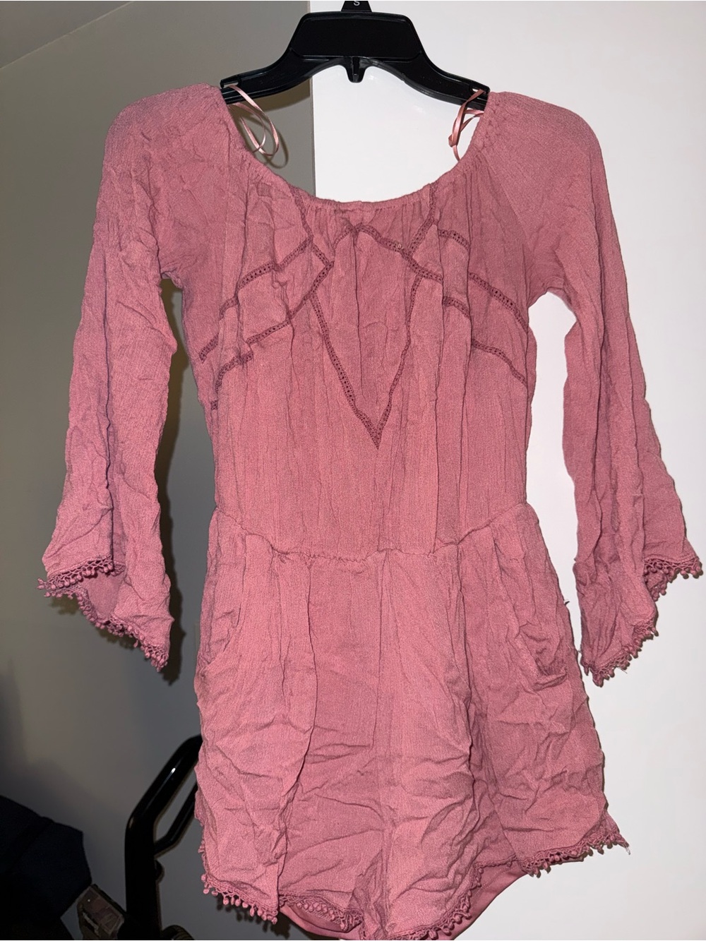 Mauve Pink NEO • ROMEO & JULIET Couture Crochet-Trim Romper